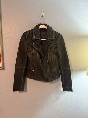 All saints Women's Black Leather Moto Jacket